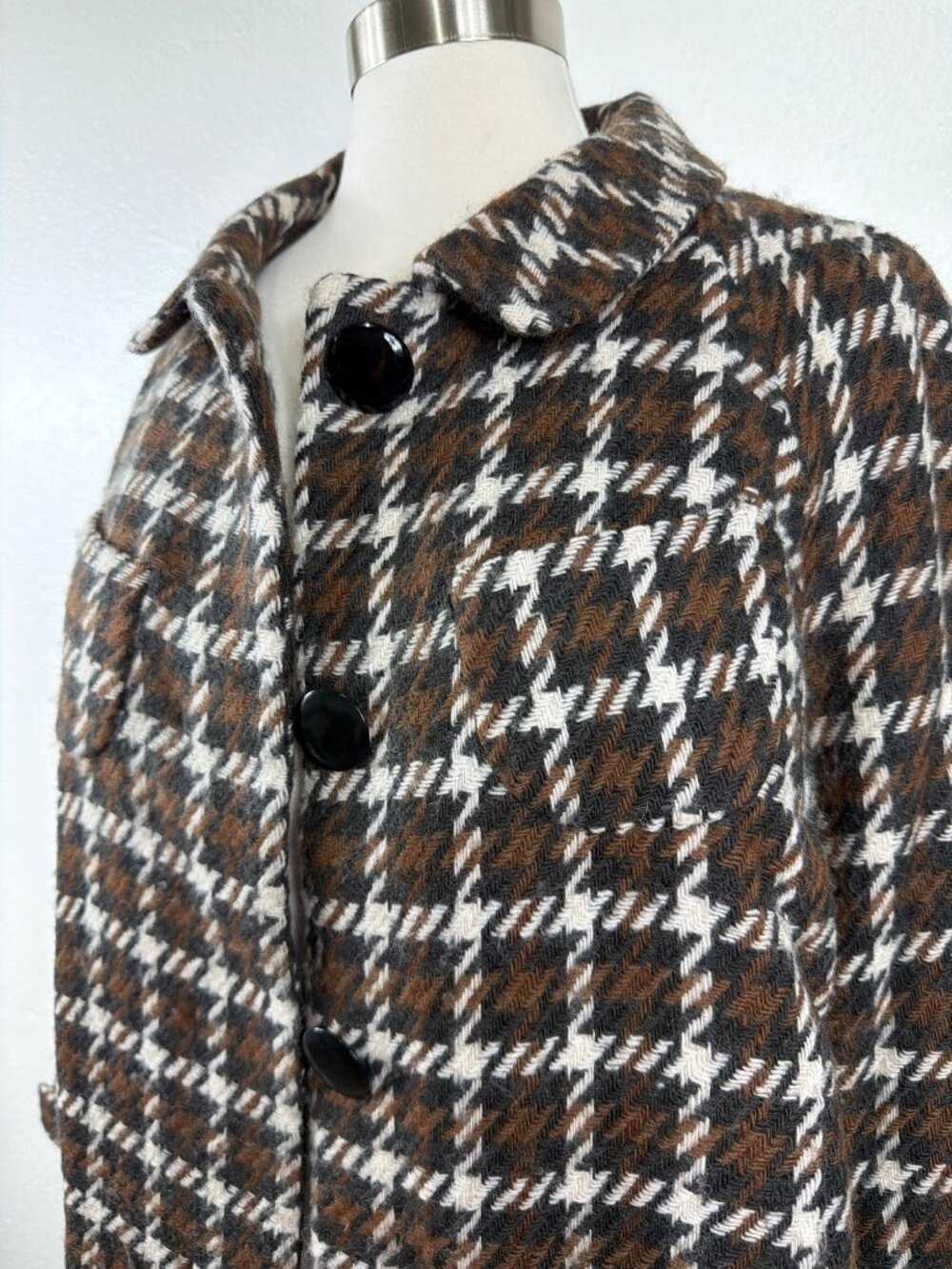 Banana Republic Wool Blend Houndstooth Jacket Coat Size M - Picture 6 of 16